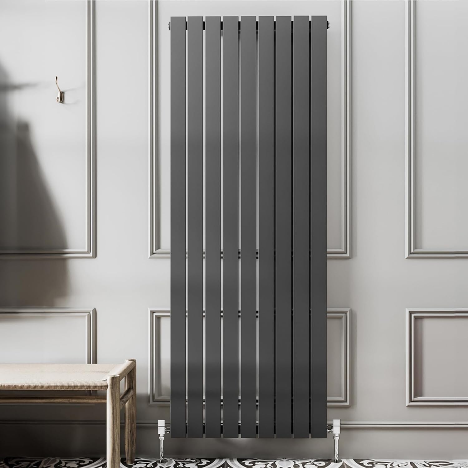 1600x610mm Vertical Anthracite Radiator Single Column Flat Panel