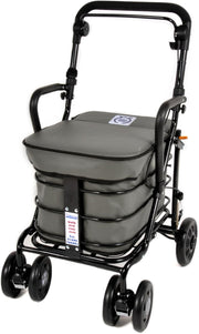 Walking Shopping Trolley with Foldable Mobility Cart Stable Wheels Grey