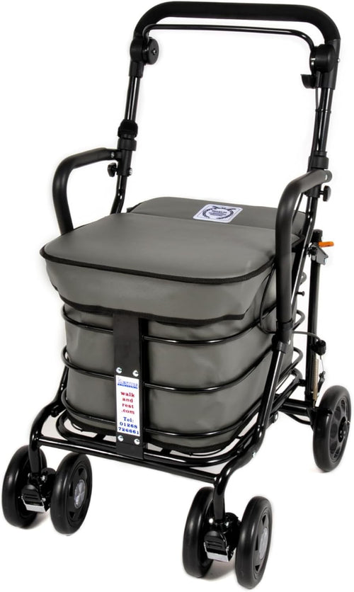 Walking Shopping Trolley with Foldable Mobility Cart Stable Wheels Grey