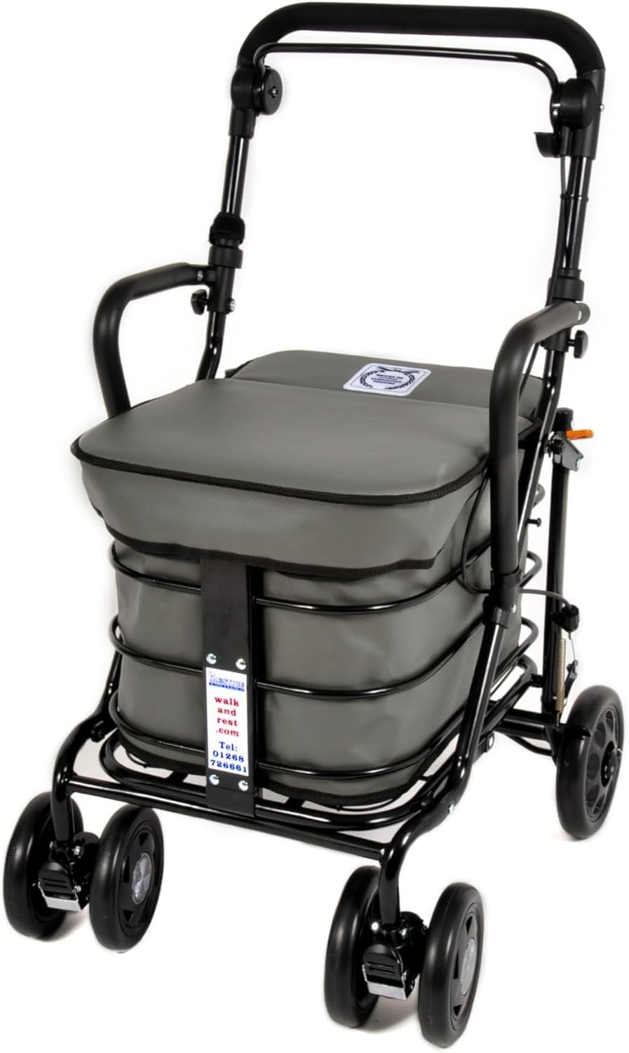 Walking Shopping Trolley with Foldable Mobility Cart Stable Wheels Grey