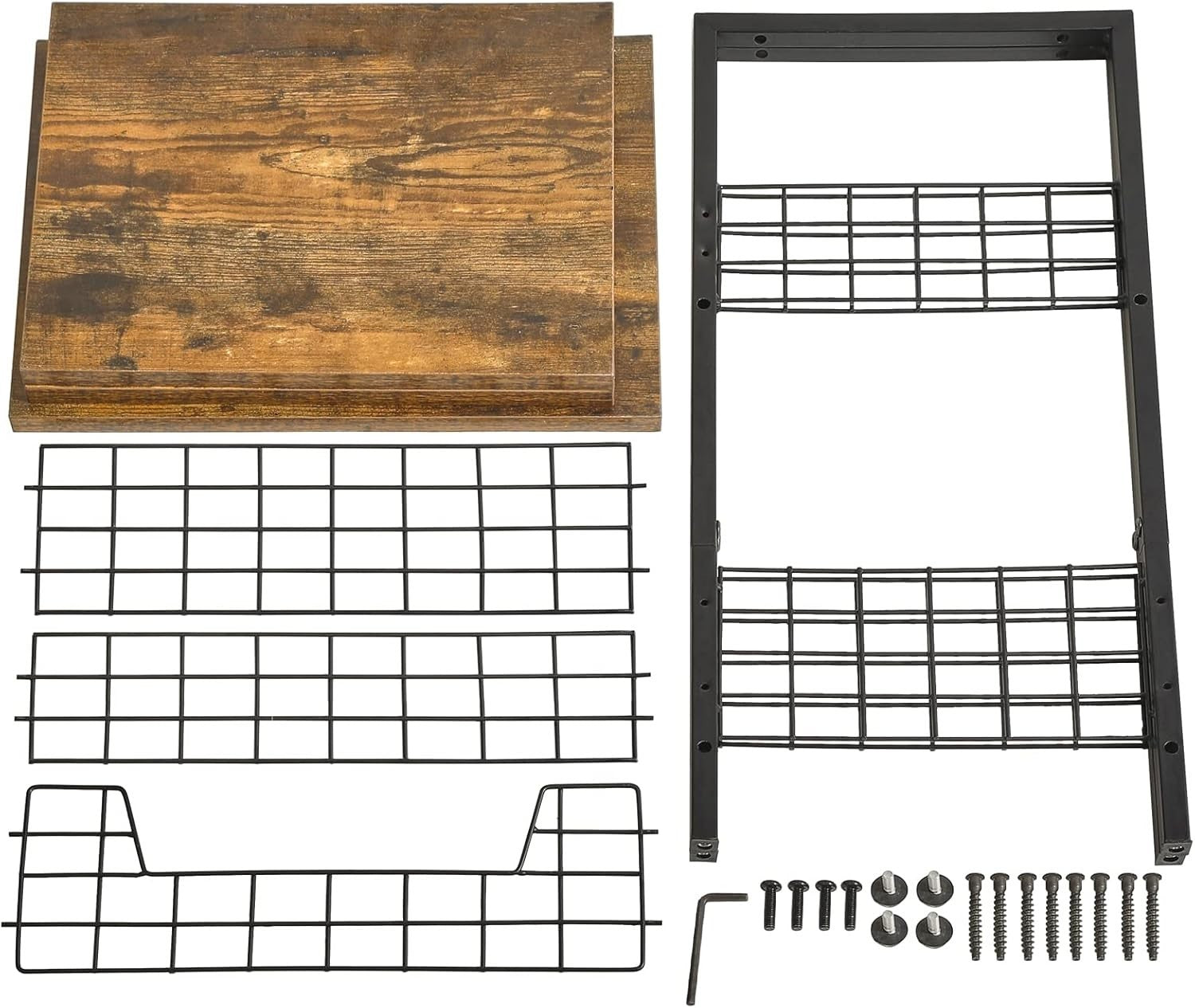 3-Tier Industrial Side Table with Storage Rack | Compact Rustic Brown 40x29x62cm