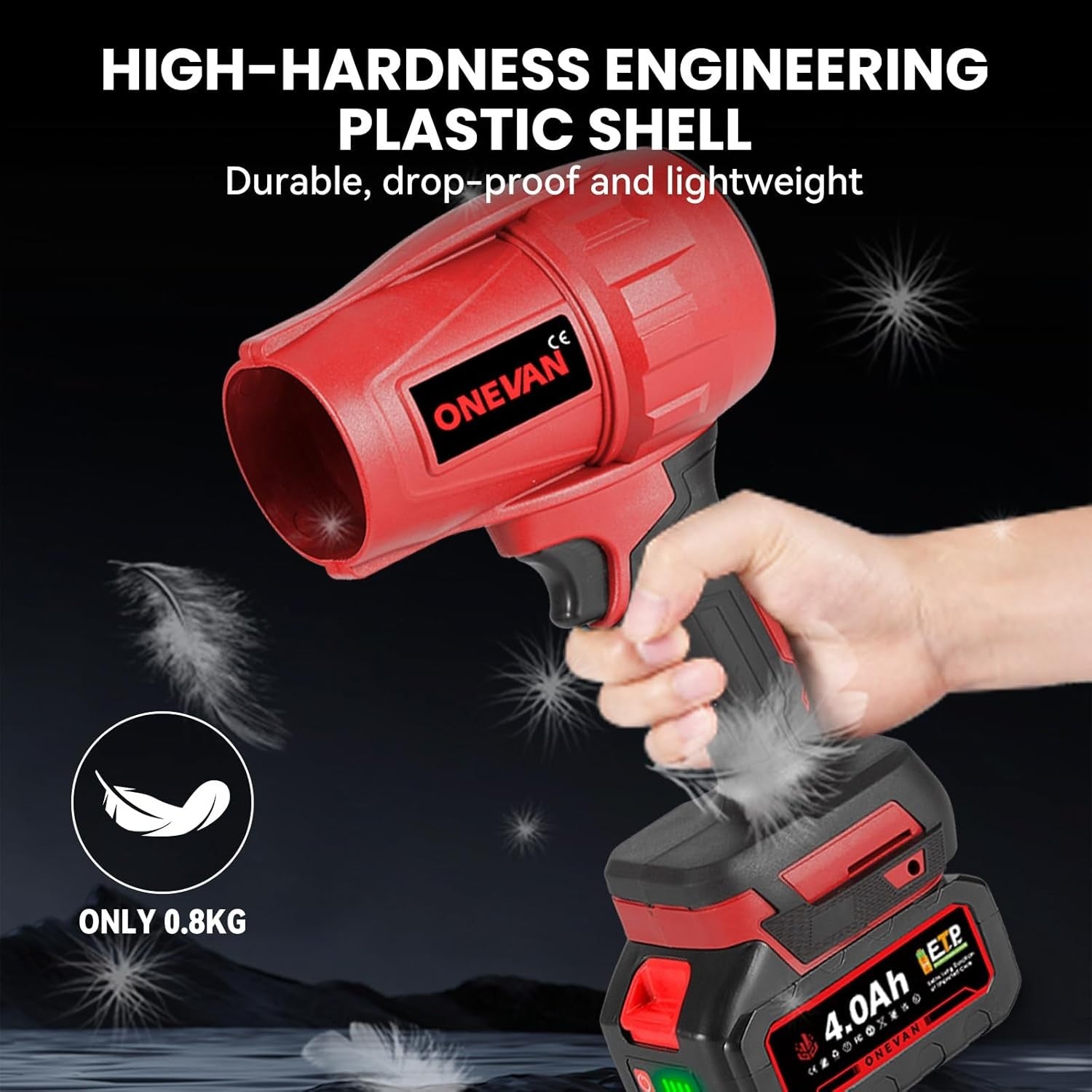Cordless Turbo Jet Leaf Blower Brushless Mini Snow Blower 358MPH Dual Battery