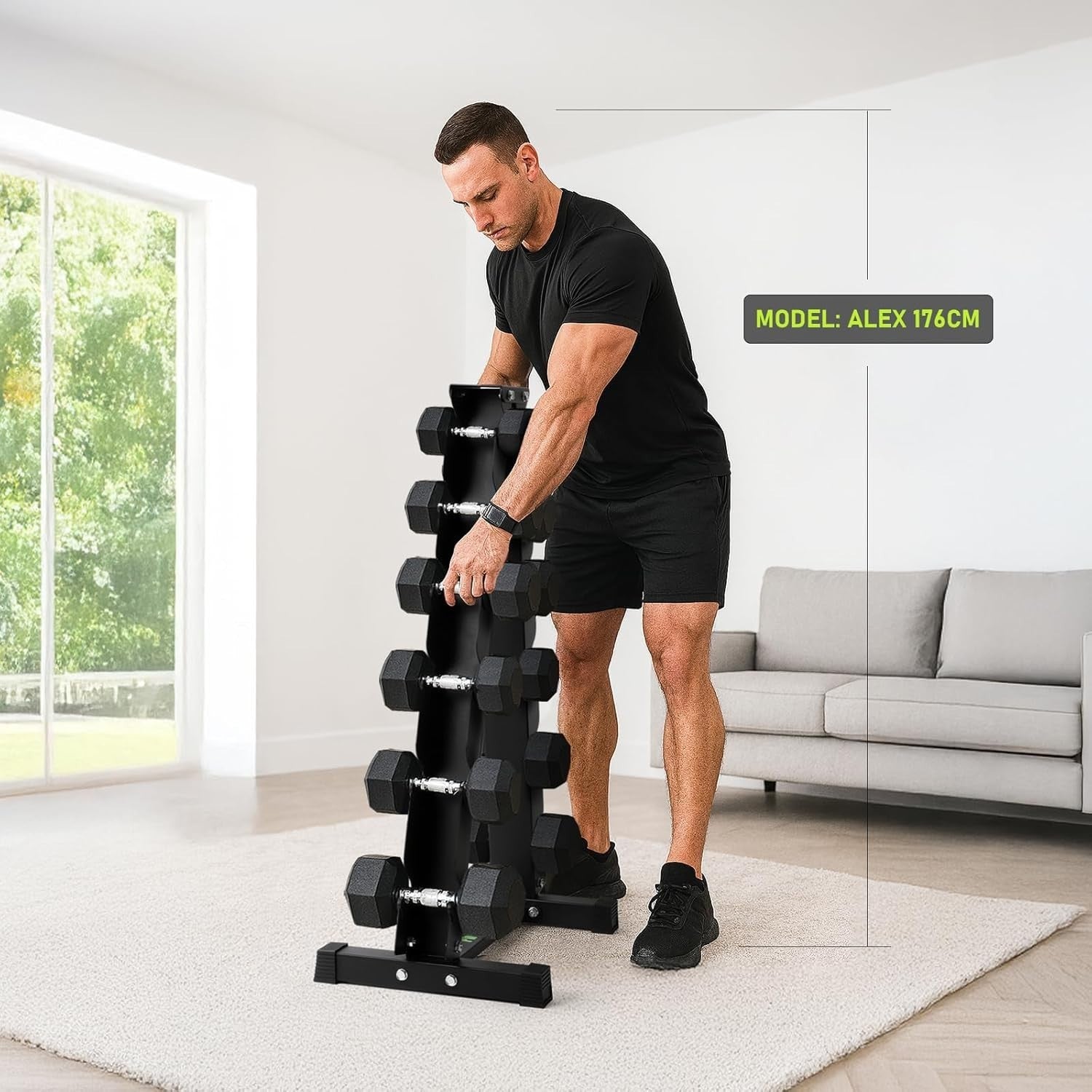 Heavy-Duty 6-Tier Dumbbell Rack Steel Stand, 400KG Home Gym Storage