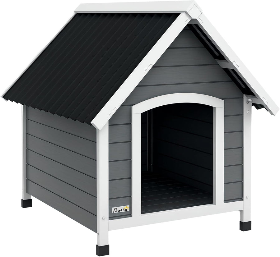 Outdoor Wooden Dog House Elevated Shelter Waterproof Kennel for Medium Dogs