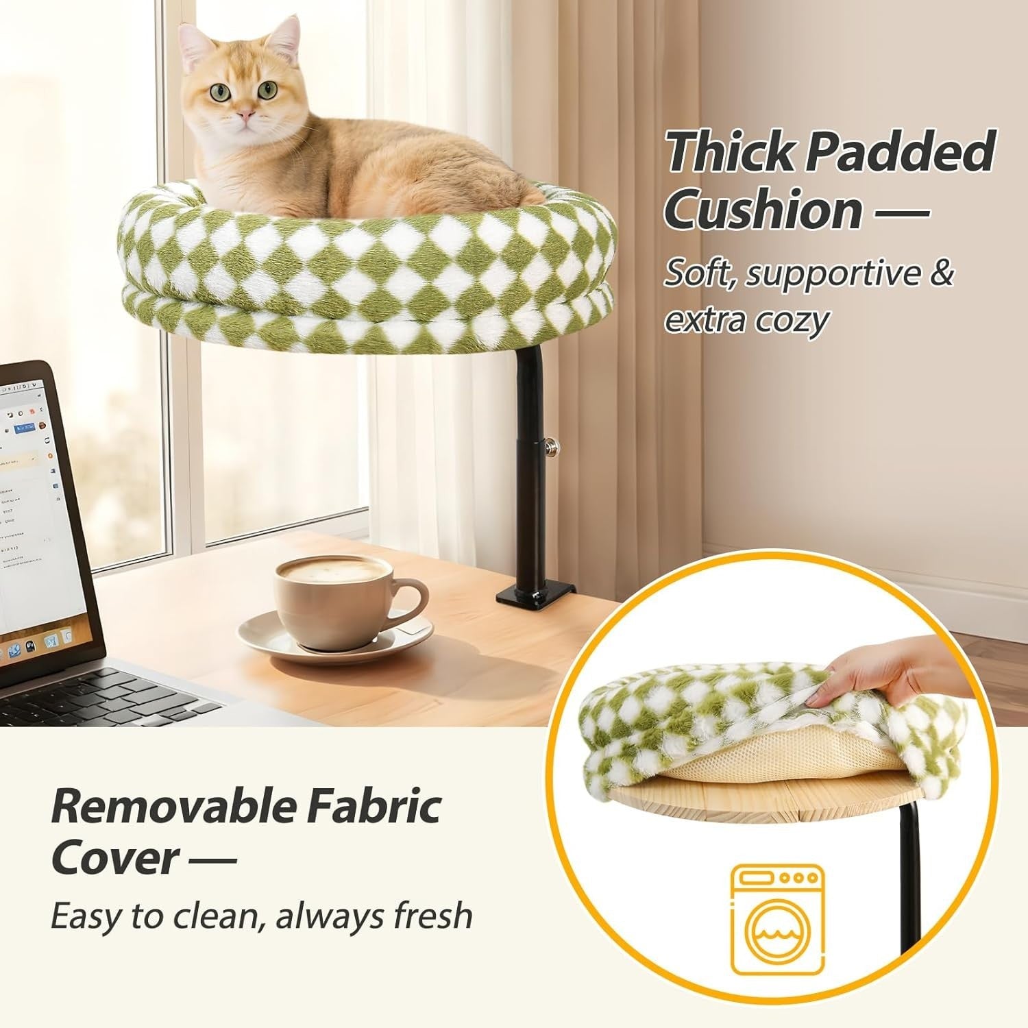 360° Rotating Cat Desk Bed Adjustable Clamp Hammock Perch 43cm