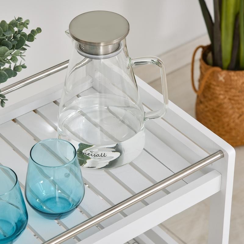 3-Tier Rolling Kitchen Trolley Cart with Steel Trays & Wheels – White