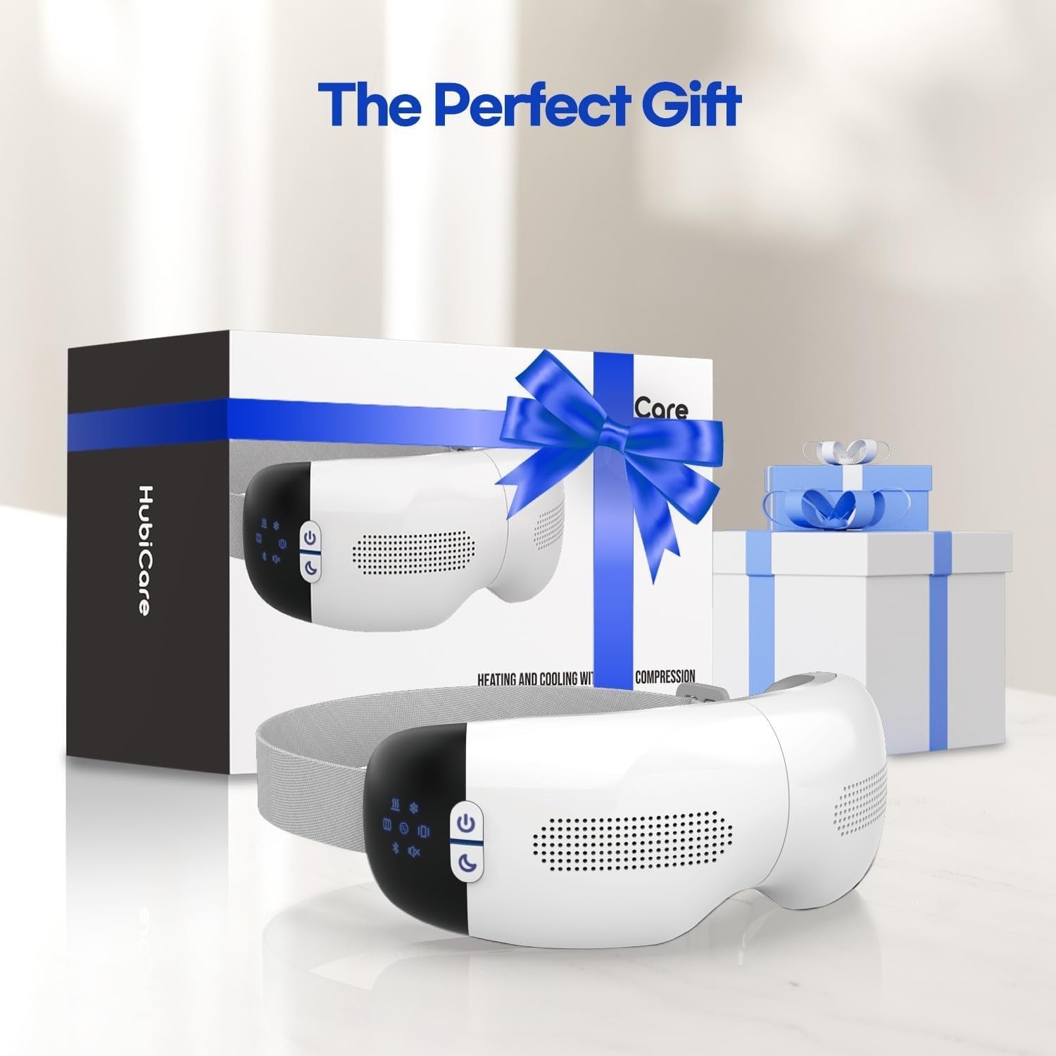 Hot Cold Eye Massager with Air Compression Vibration Bluetooth for Sleep Relief