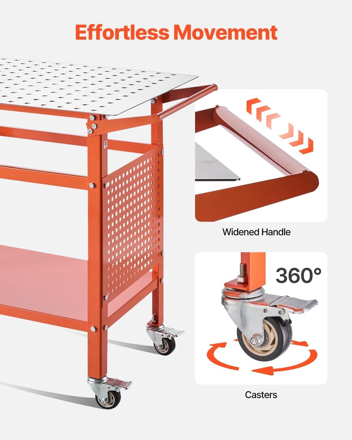 Welding Table 40"x24" 800lbs Capacity Mobile Workbench 5/8" Holes Storage