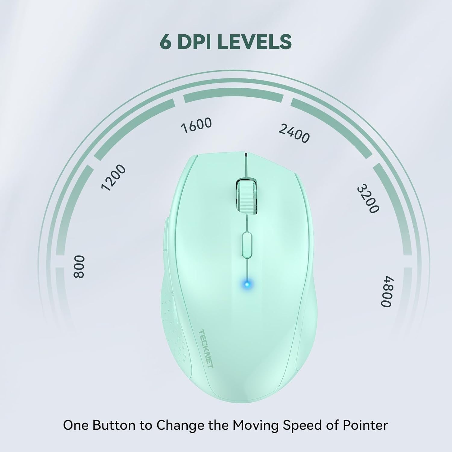 Wireless Bluetooth Mouse 4800DPI Silent Ergonomic Long Battery Light Green