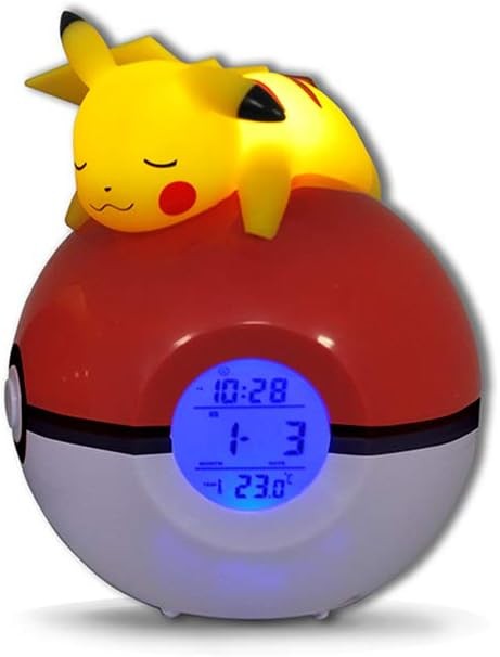 Kids Character FM Radio Alarm Clock LED Display Temperature Yellow Red White
