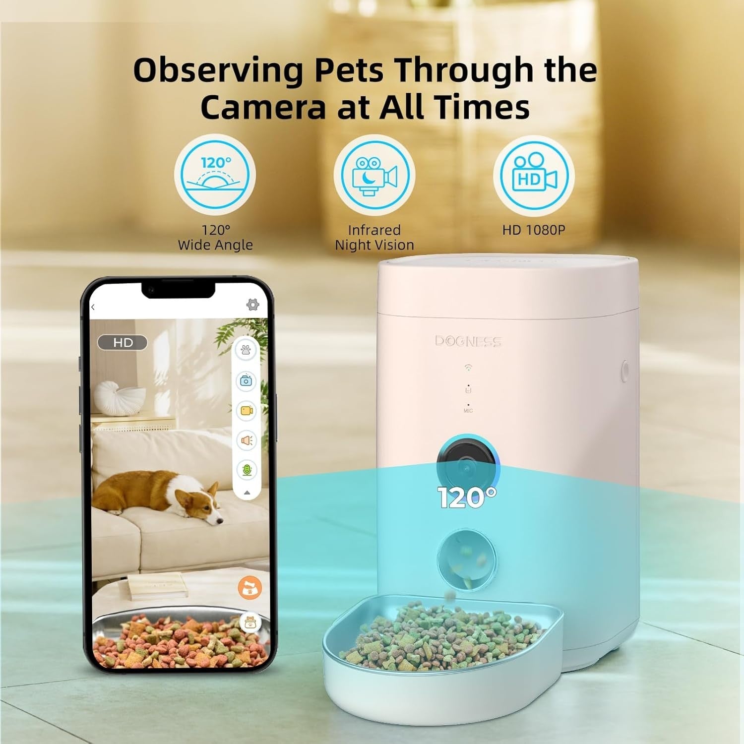 Smart Pet Feeder with Camera WiFi App Control 4L Auto Cat Dog Feeder