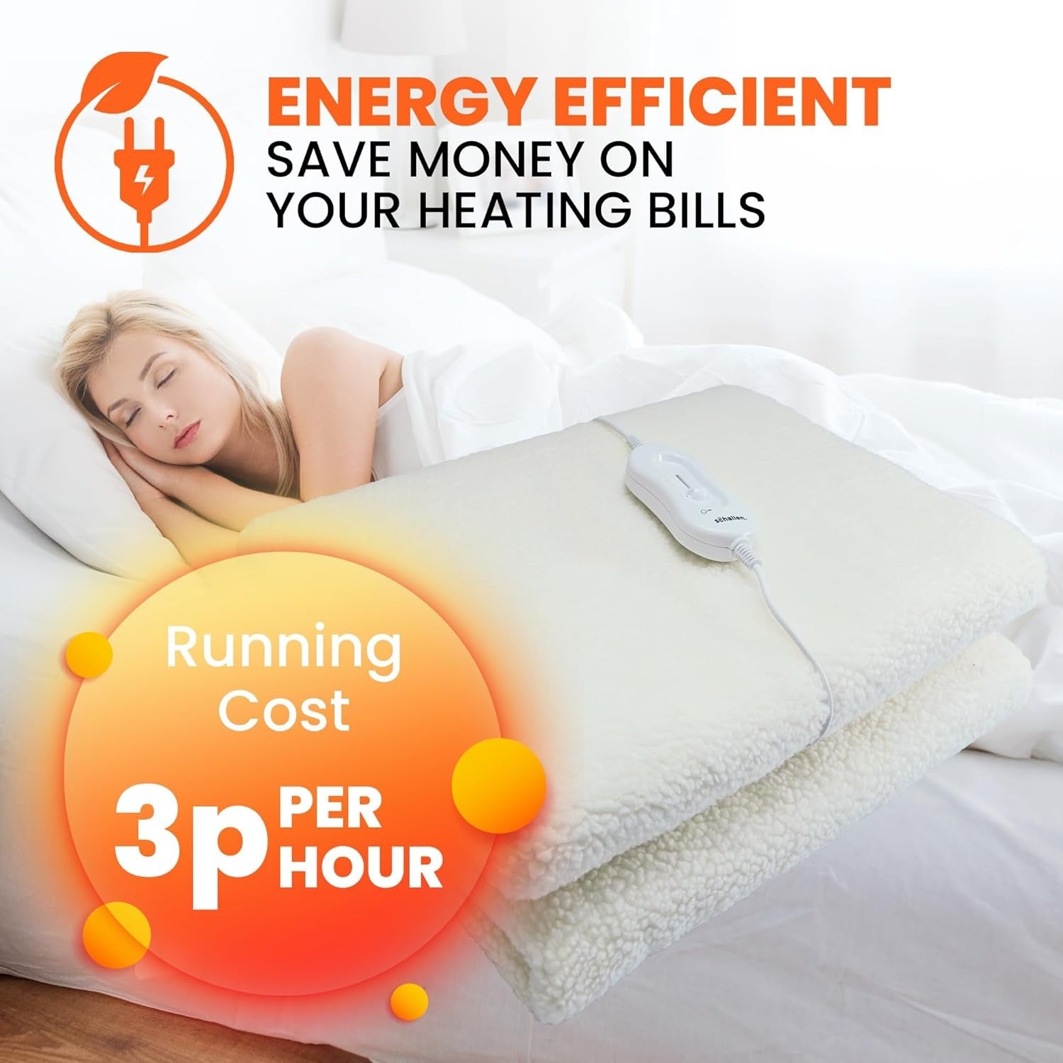 Electric Heated Blanket King Soft Fleece 3 Heat Settings Remote Control