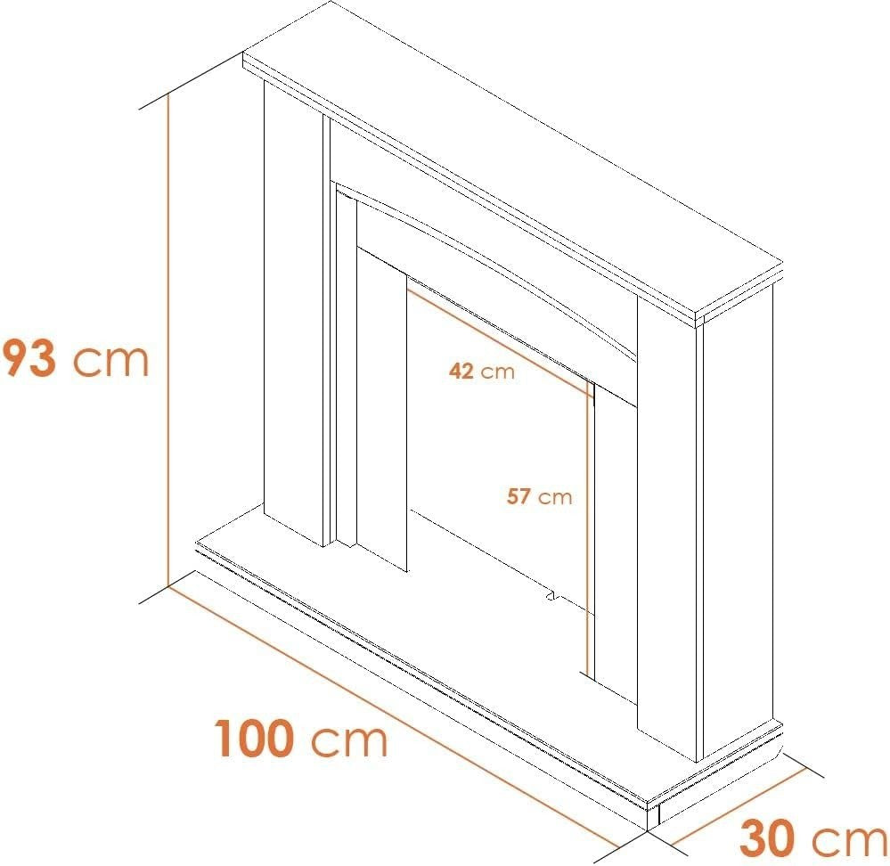 Wall Mount Electric Fireplace 2kW Heat Adjustable Thermostat Oak Cream