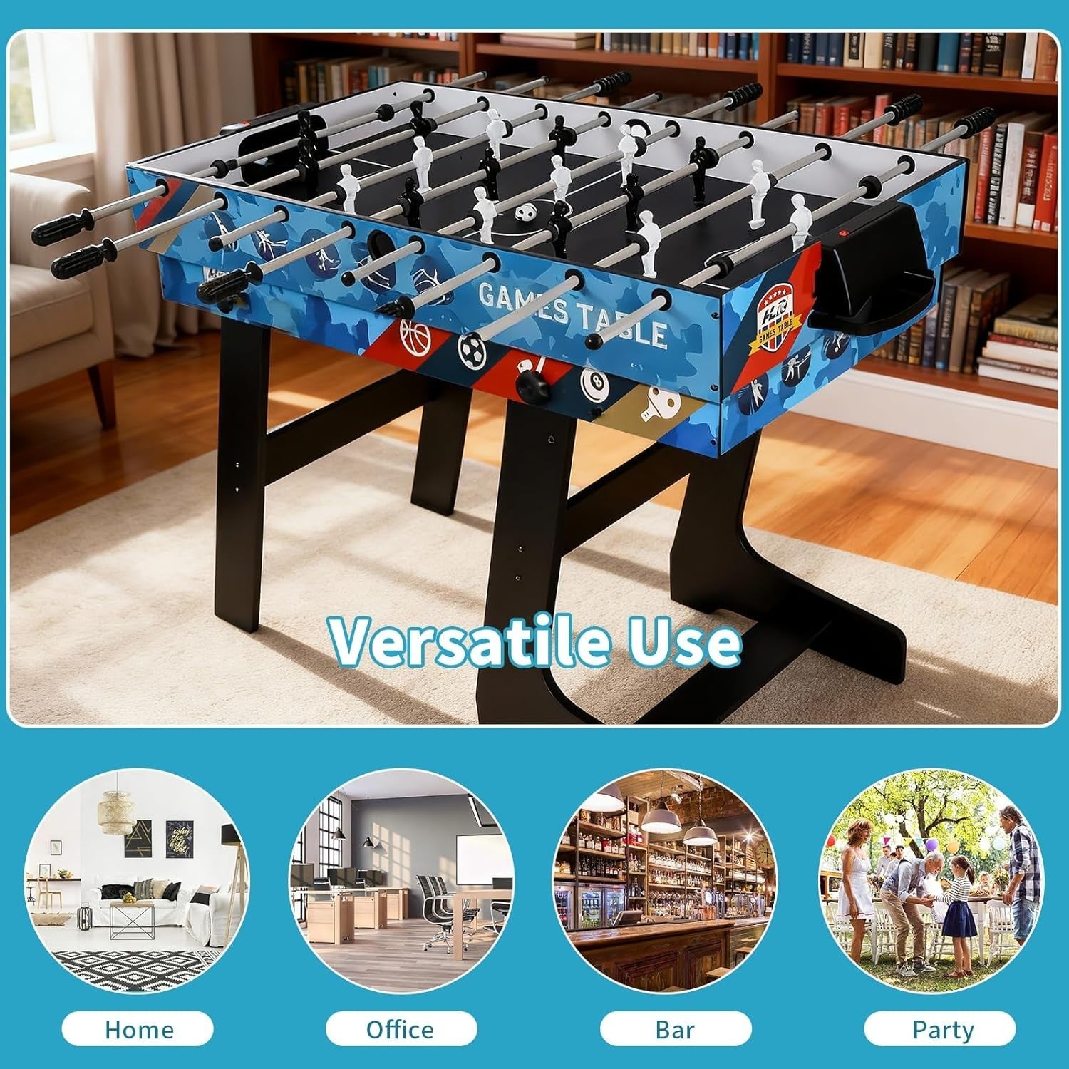 4FT 5 in 1 Multi Game Table Folding Sports Combo Kids Family Fun