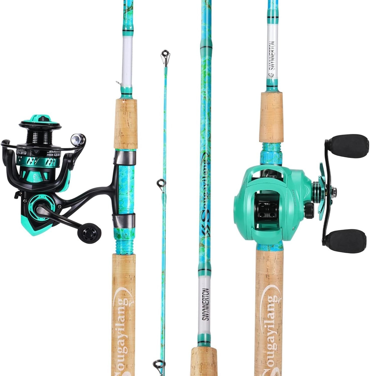 2-Piece 5'6" Fishing Rod & Reel Combo – Spinning & Baitcasting Set