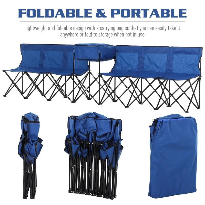 6-Person Folding Camping Bench with Cooler Bag – Festival & Event Ready