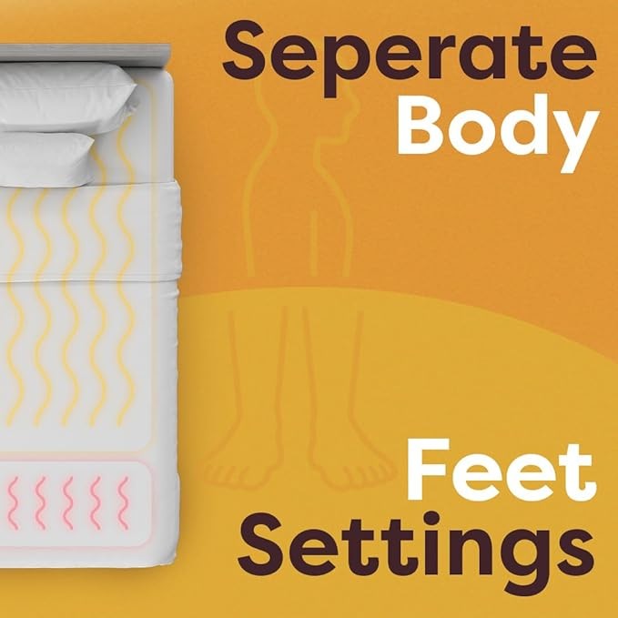 Electric Fitted Heated Blanket Single Fleece 9 Heat Body & Feet Timer