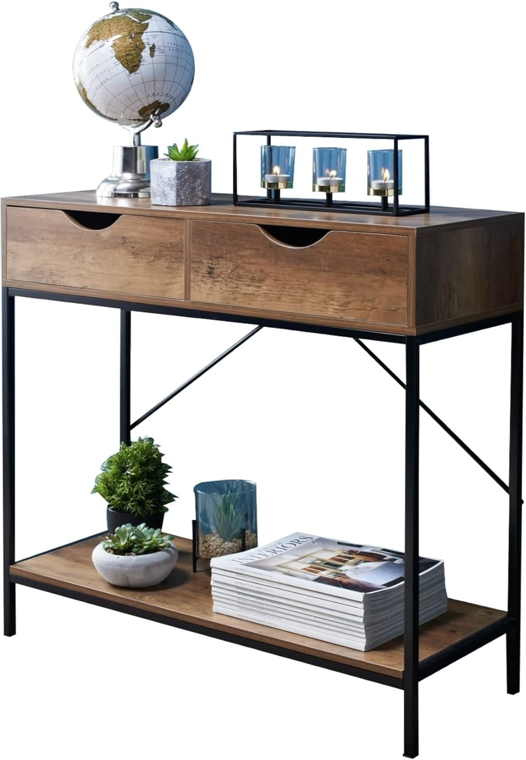 Slim Console Table with Drawers & Storage Shelf for Hallways