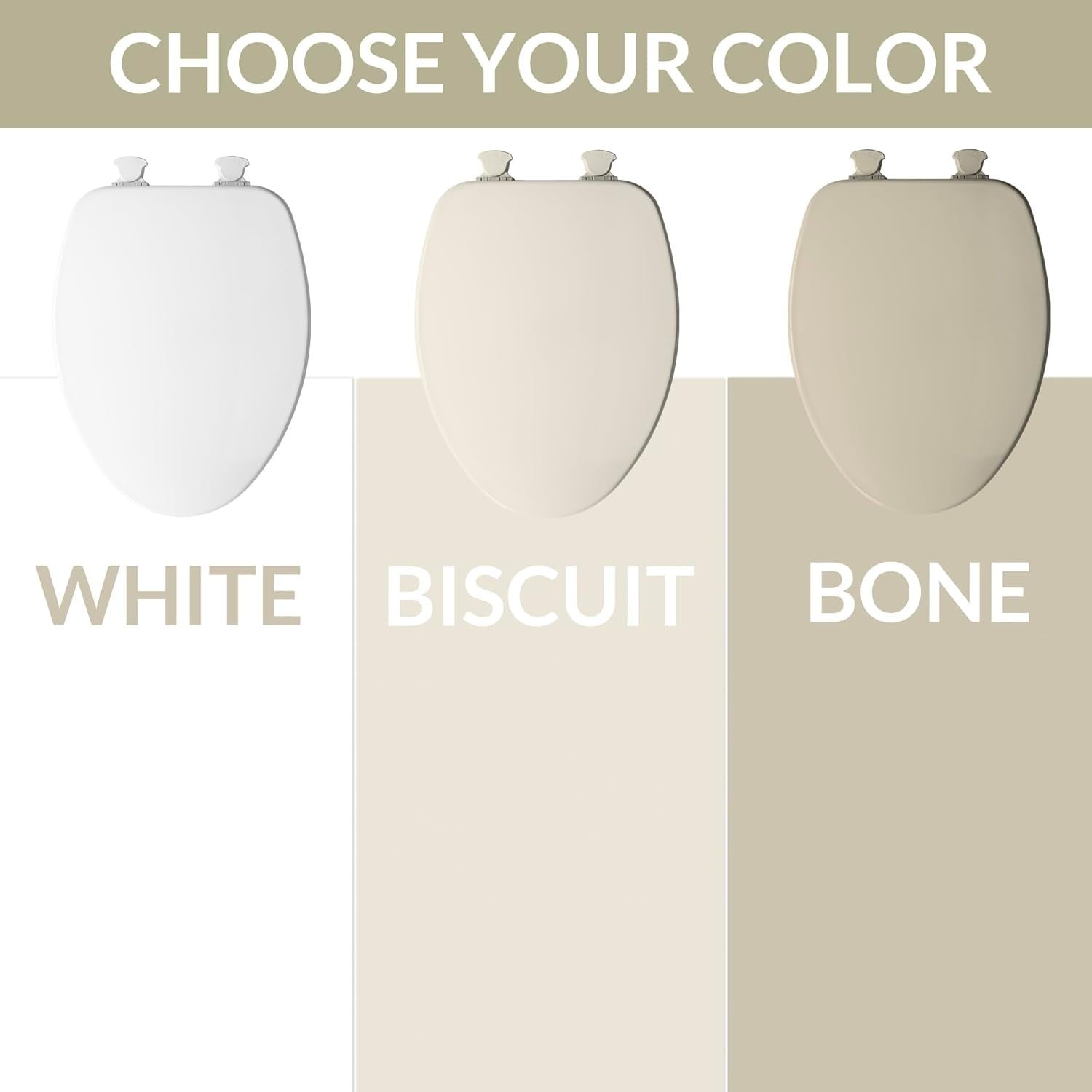 White Round Enameled Wood Toilet Seat Durable High-Gloss Twist Hinges