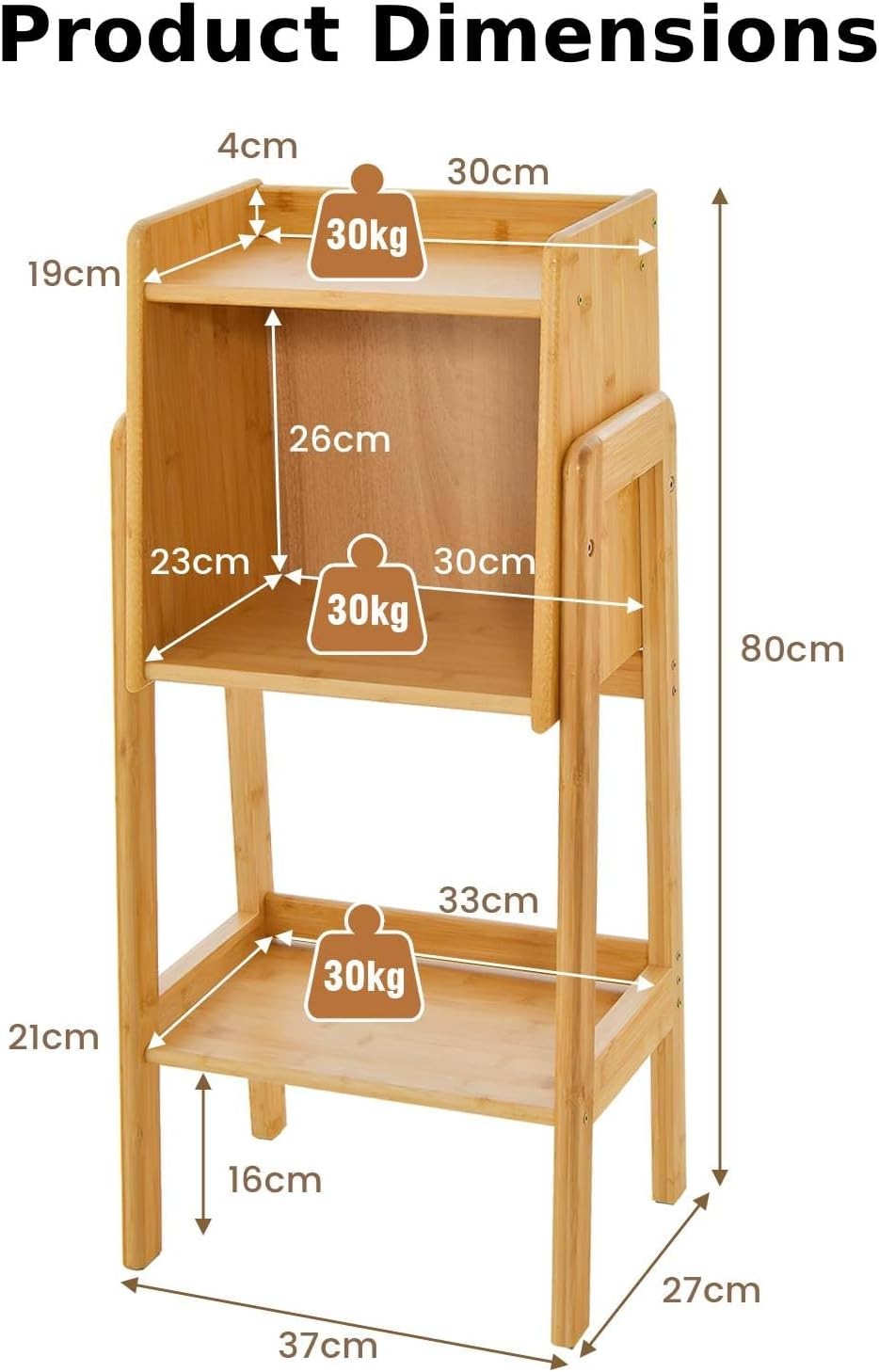 Bamboo 3/4 Tier Bookcase Storage Shelf Unit Wooden Display Rack for Home Office