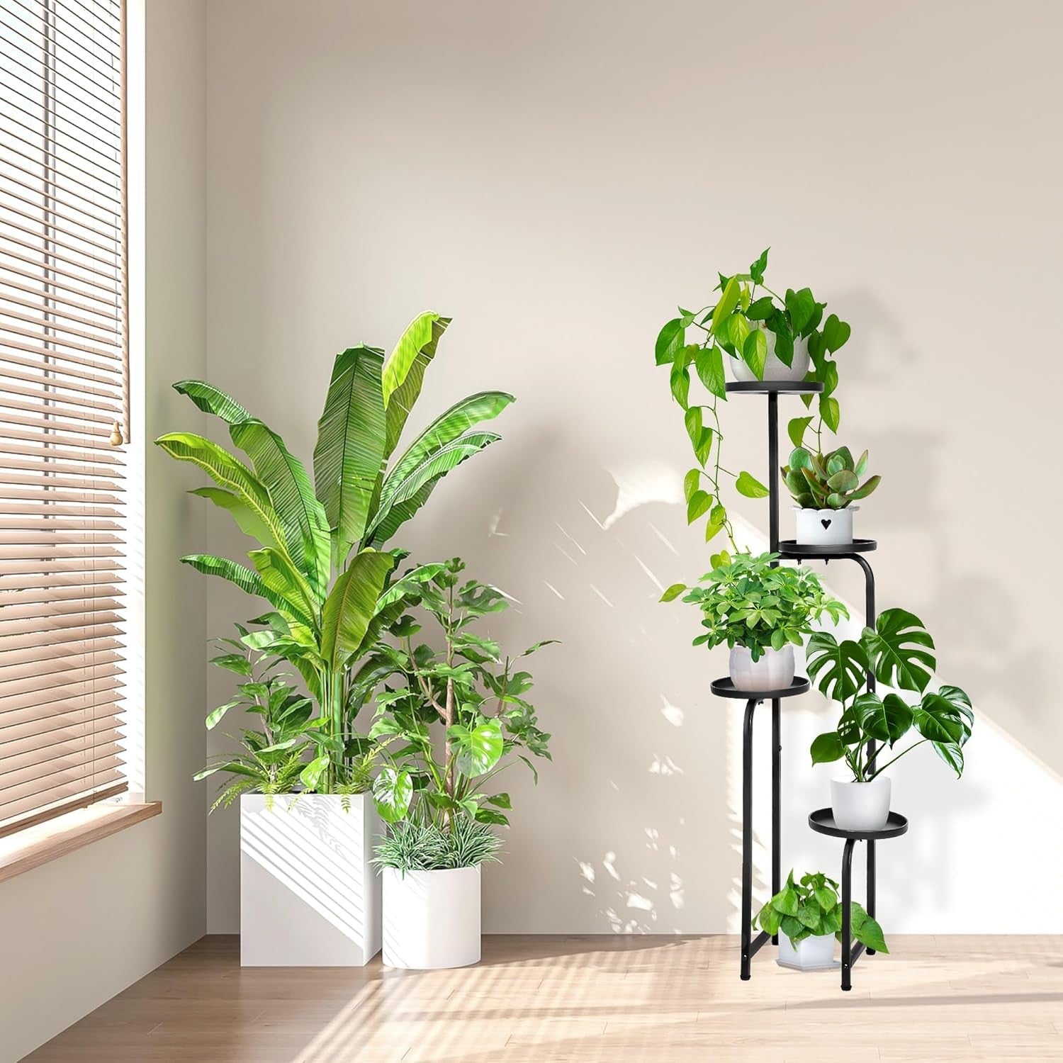 4 Tier Metal Plant Stand Indoor Outdoor Corner Flower Shelf Rack