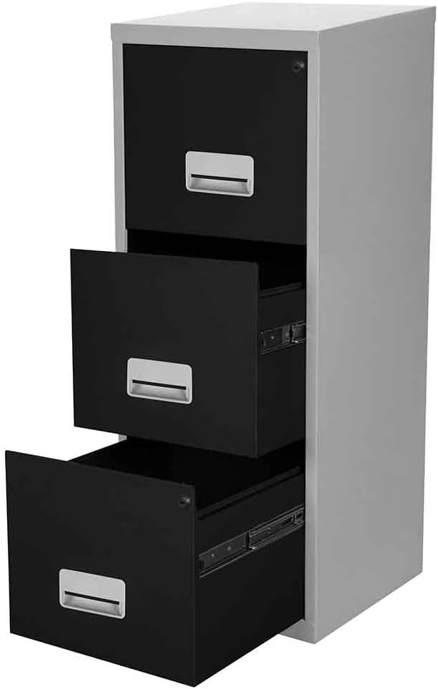 A4 3 Drawer Lockable Filing Cabinet Tall Steel Office Storage Unit