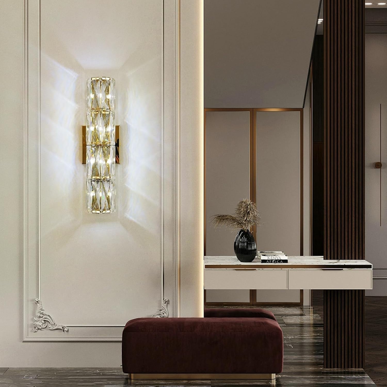 Crystal LED Wall Light Gold Sconce G4 Modern Lamp Warm White Hallway Decor