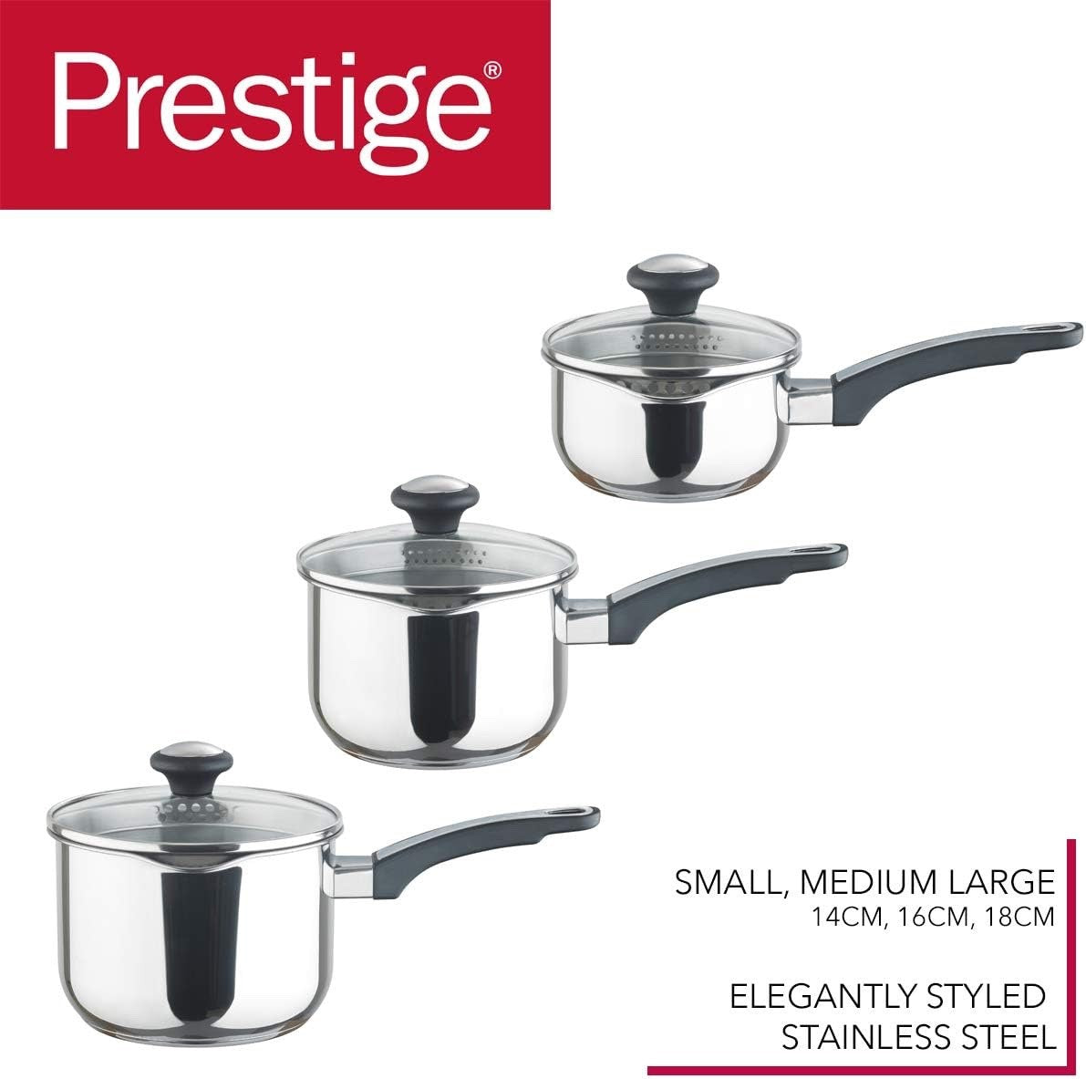 5Pcs Stainless Steel Non stick Cookware Set Induction Oven Safe with Glass Lids