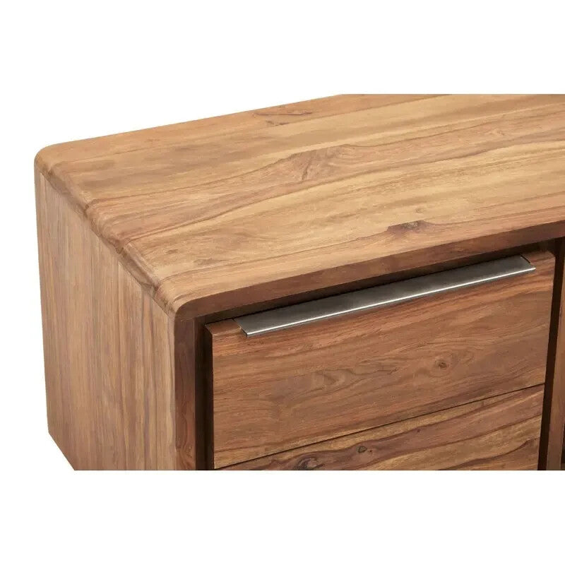 Solid Sheesham Acacia Wood TV Unit – Rustic Media Console Cabinet 175cm