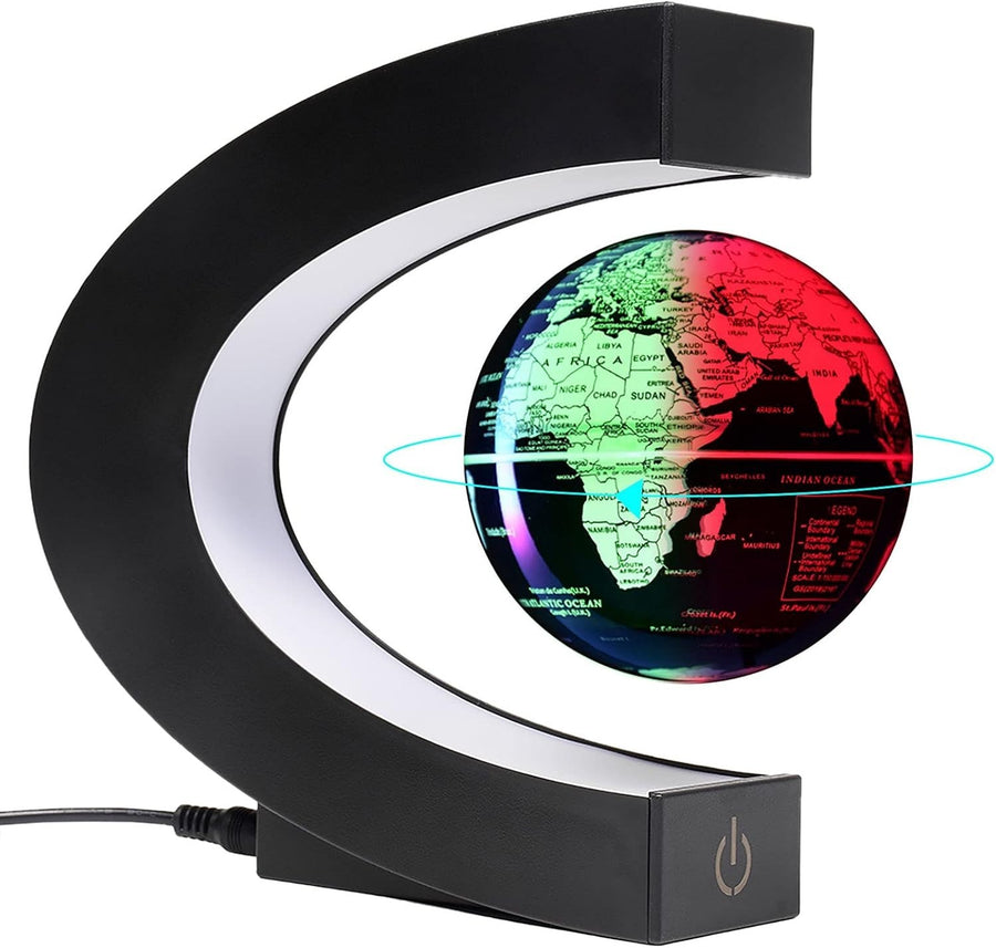 Black Magnetic Levitating World Globe LED Floating Desk Lamp