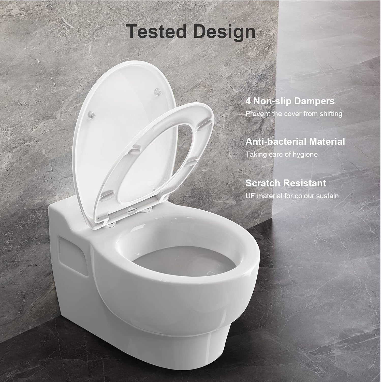 White Oval Toilet Seat Quick Release Anti-Bacterial Top Fix 45x37cm