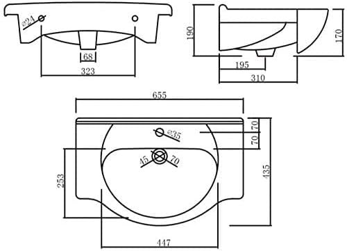 650mm White Gloss Vanity Sink Unit – Bathroom Basin Cabinet with Soft Close Door