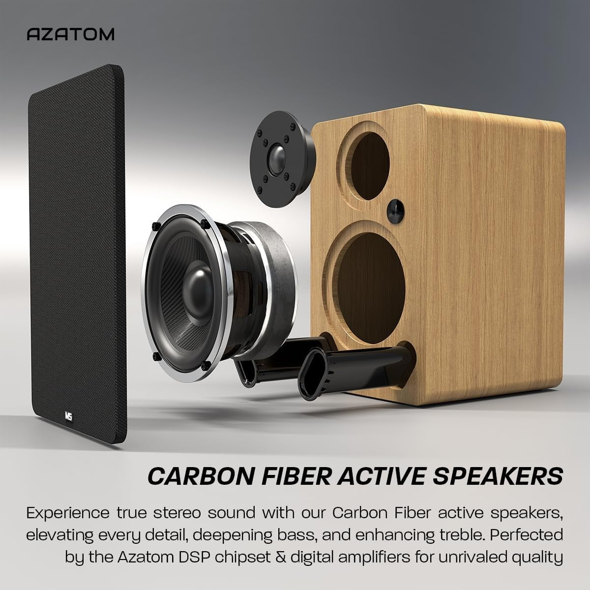 100W Bluetooth HDMI HiFi Bookshelf Speakers Carbon Fibre Drivers USB Optical