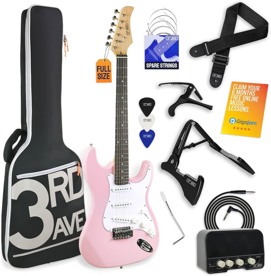 Full Size 4/4 Electric Guitar Starter Kit Pink with Amp