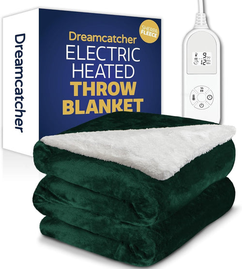 Electric Heated Throw Blanket 160x120cm Sherpa 9 Heat Timer Washable
