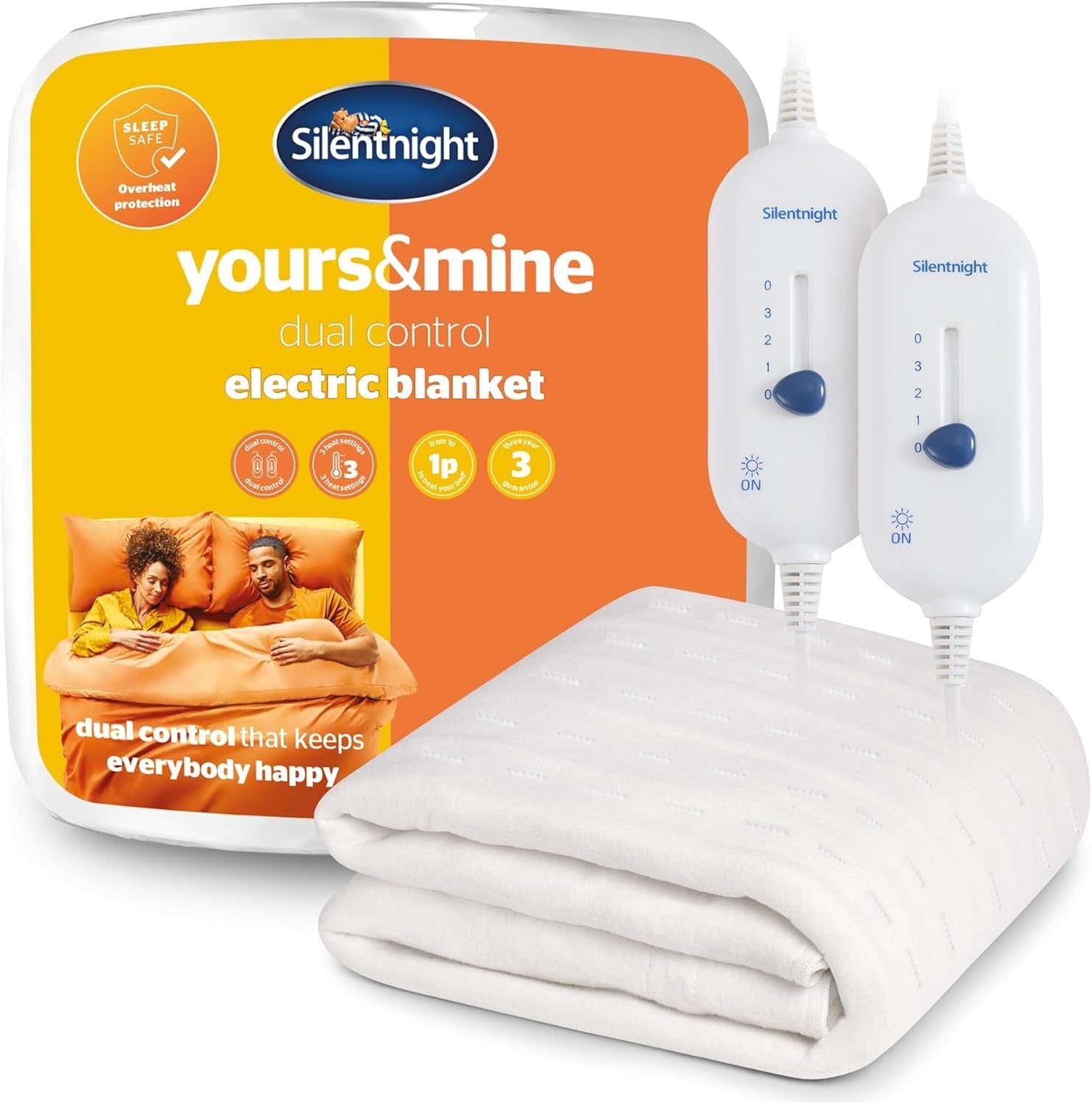 Dual Control Electric Heated Underblanket Super King 3 Heat Settings 160x200cm