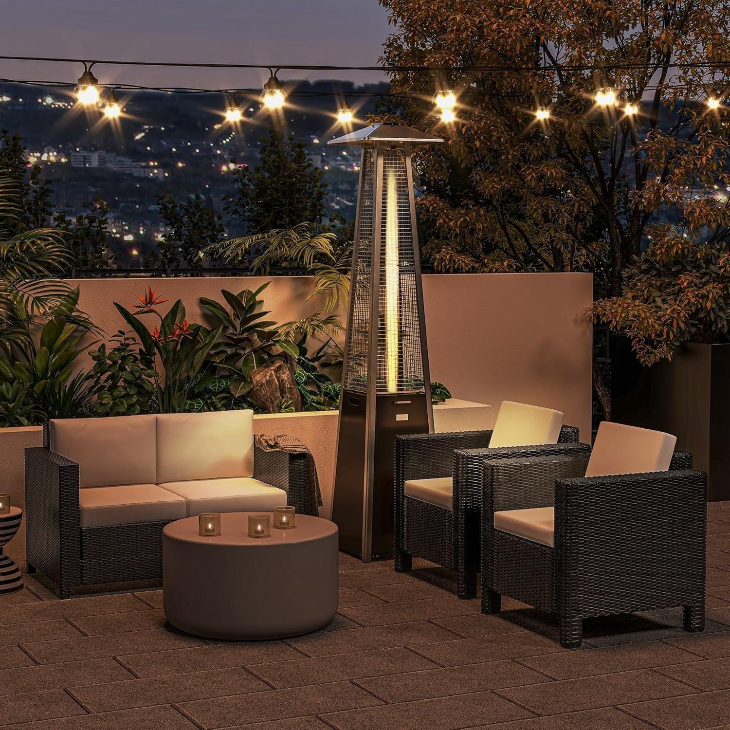 Rattan Garden Armchair with Cushion Black Outdoor Patio Lounge Single Seater