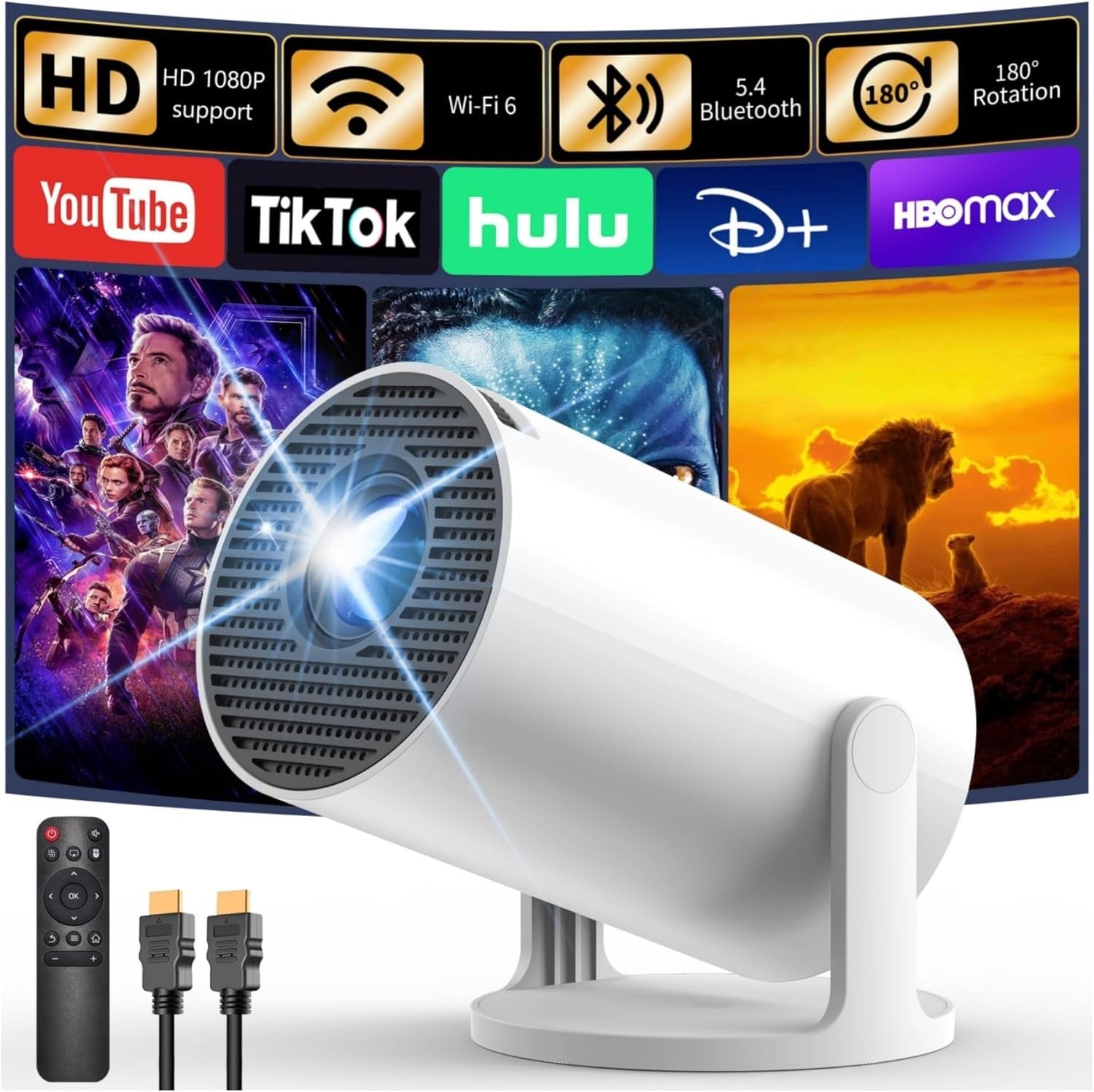1080P WiFi Android Mini Projector 18000 Lumens Bedroom Home Cinema