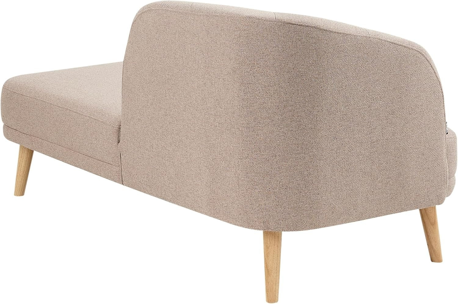 Traditional Left Hand Brown Chaise Lounge | Soft Polyester & Sturdy Wood Legs