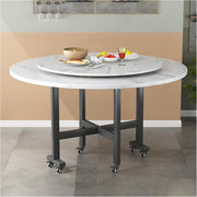 Drop Leaf Folding Kitchen Table with 6 Wheels for Small Apartments