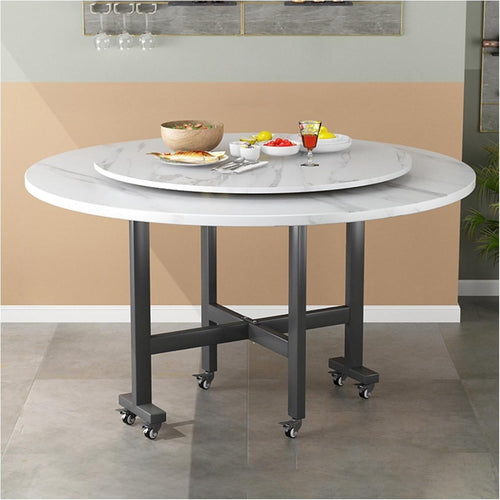 Drop Leaf Folding Kitchen Table with 6 Wheels for Small Apartments