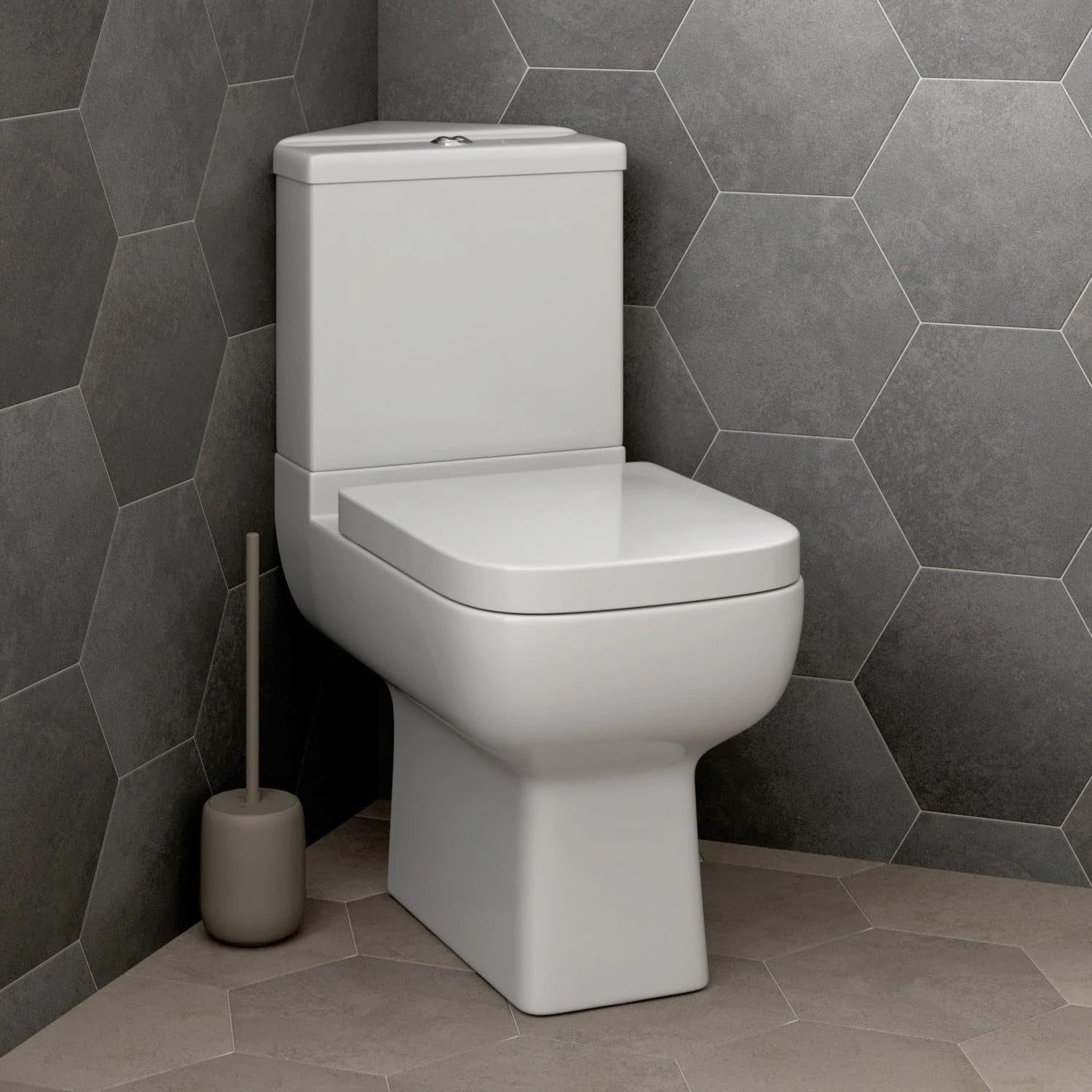 Square Soft Close Toilet Seat Quick Release Adjustable Hinges 42x36cm White