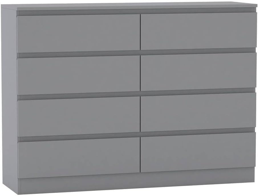 8 Drawer Grey Chest Modern Storage Unit Bedroom Dresser Cabinet Wood