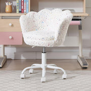 Kids Swivel Desk Chair Height Adjustable Velvet Upholstered Study Seat White
