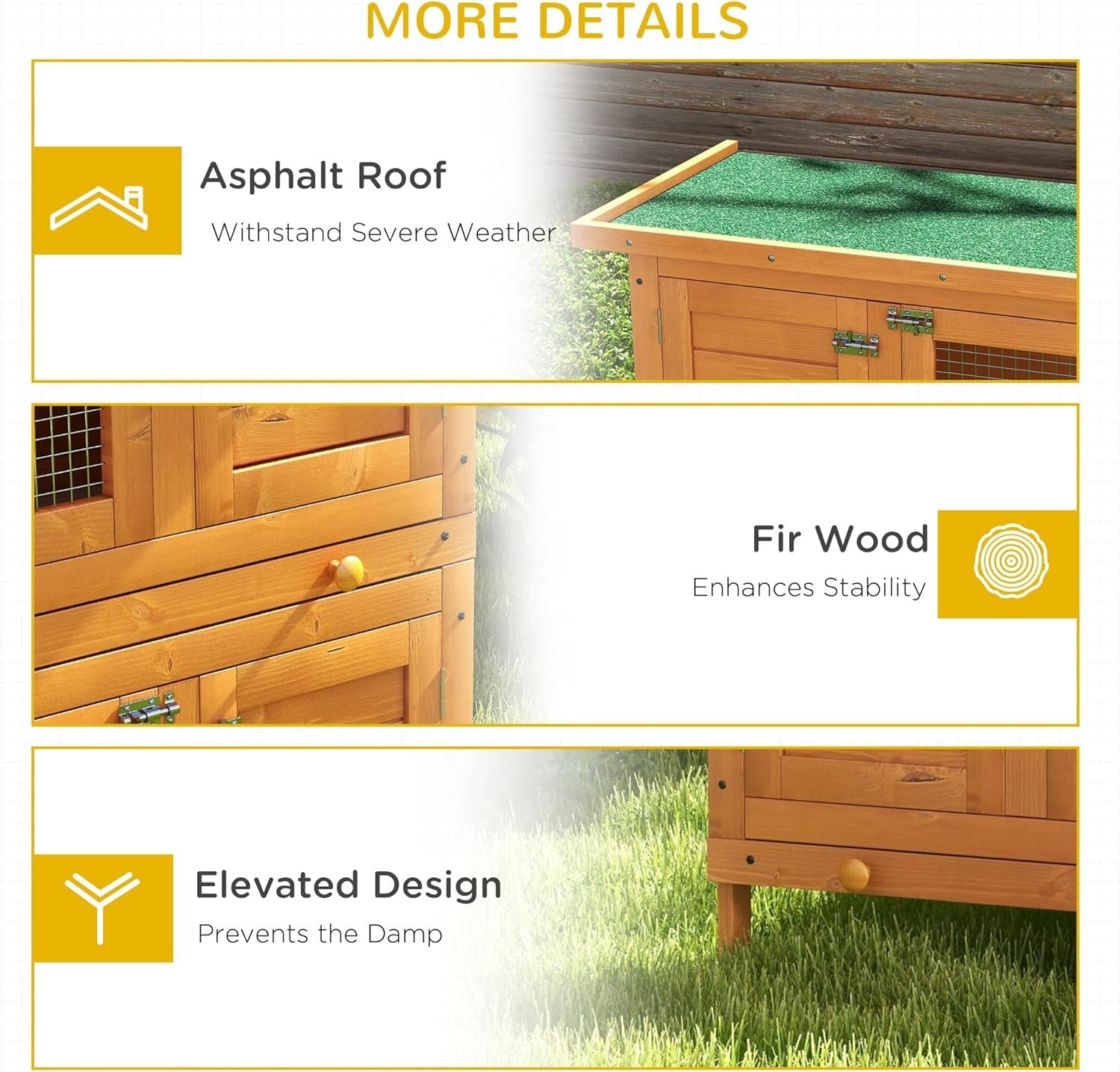 Large 2 Tier Rabbit Hutch Double Decker Wooden Cage Sliding Tray Roof