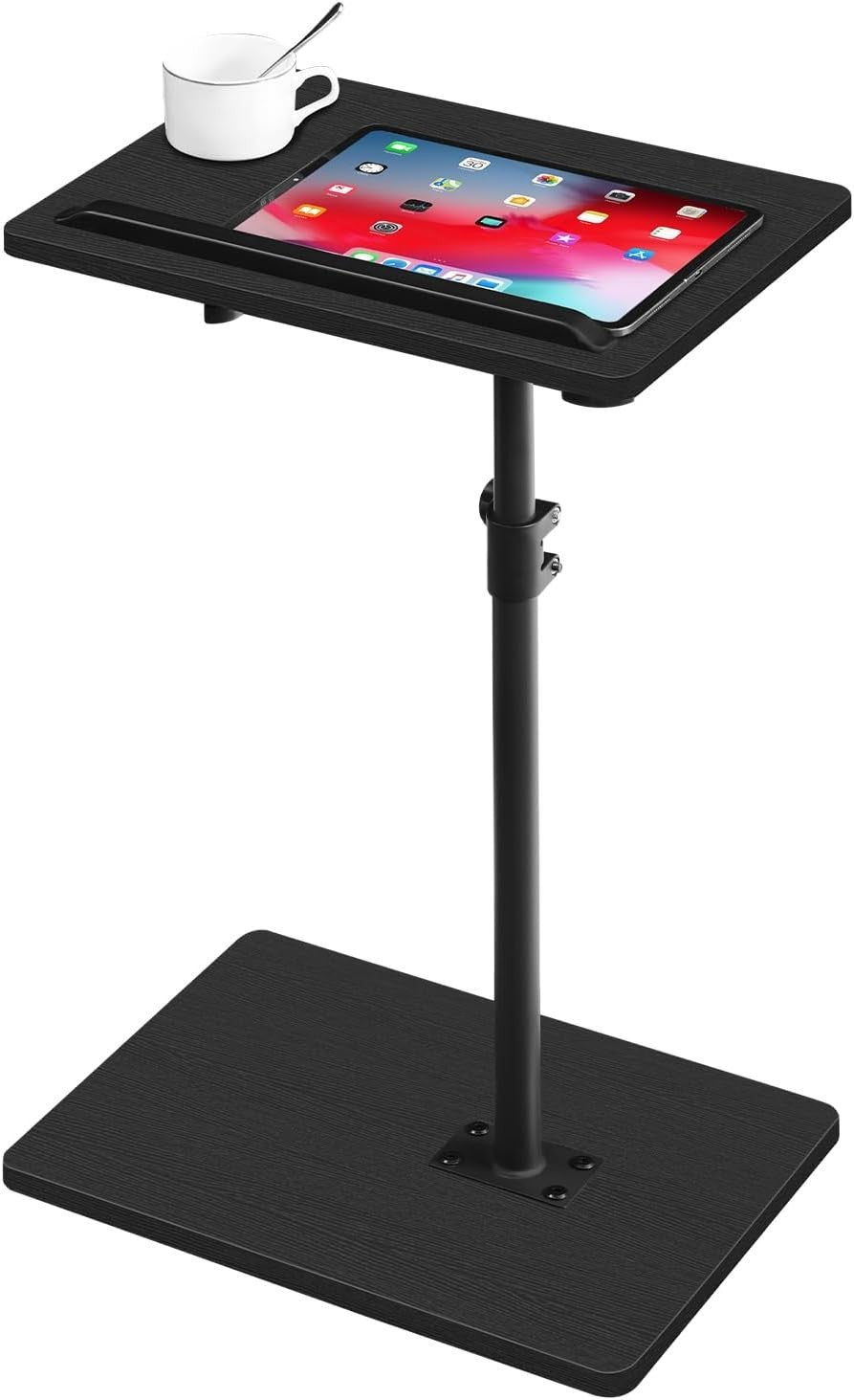 Adjustable 360° Rotating C-Shaped Side Table with Tilt Top & Device Slot