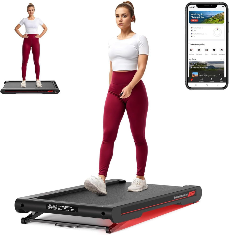4-in-1 Walking Vibration Pad Treadmill with Incline & App Control