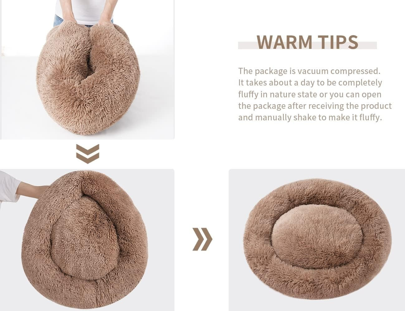 Donut Calming Dog Bed Washable Plush Non Slip Anti Anxiety