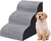 3 Step Dog Stairs Foam Pet Ramp Non Slip Grey 59x40x40cm