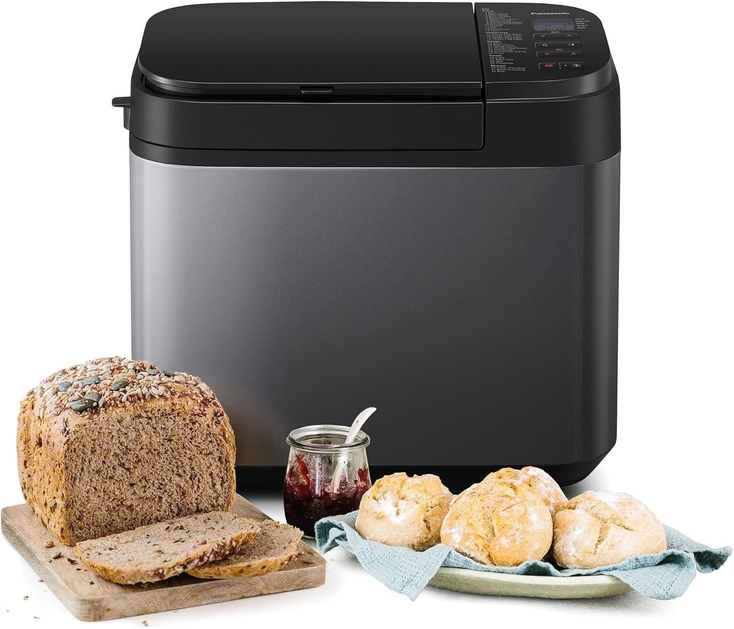 Fully Automatic Bread Maker 32 Programs Yeast Nut Dispenser Gluten-Free Gunmetal